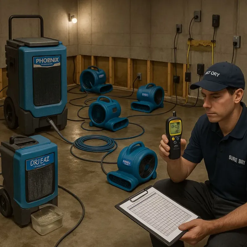 Structural Drying and Dehumidification process in Fort Dix, NJ
